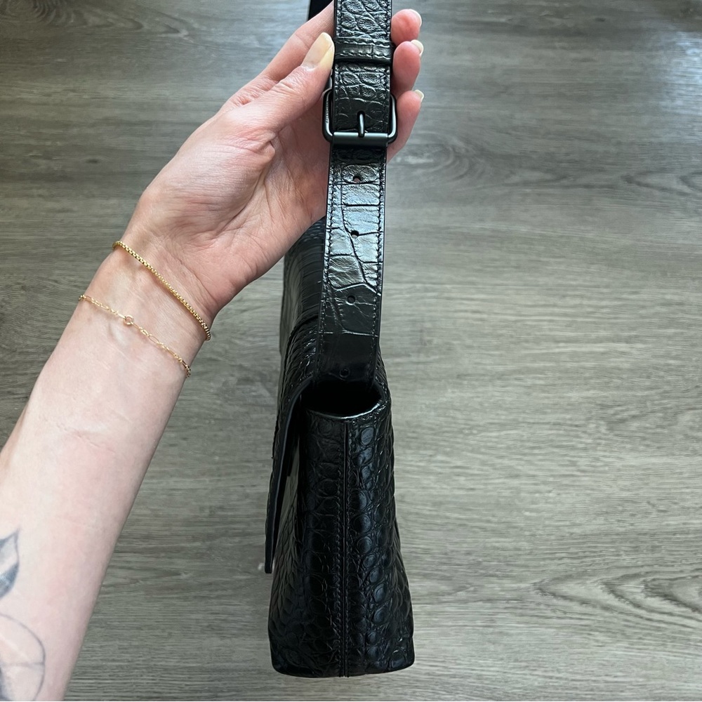 Balenciaga Black Croc XS Soft Hourglass Bag - Picture 5 of 15